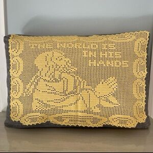 Vintage THE WORLD IS IN HANDS Crochet Wall Decor